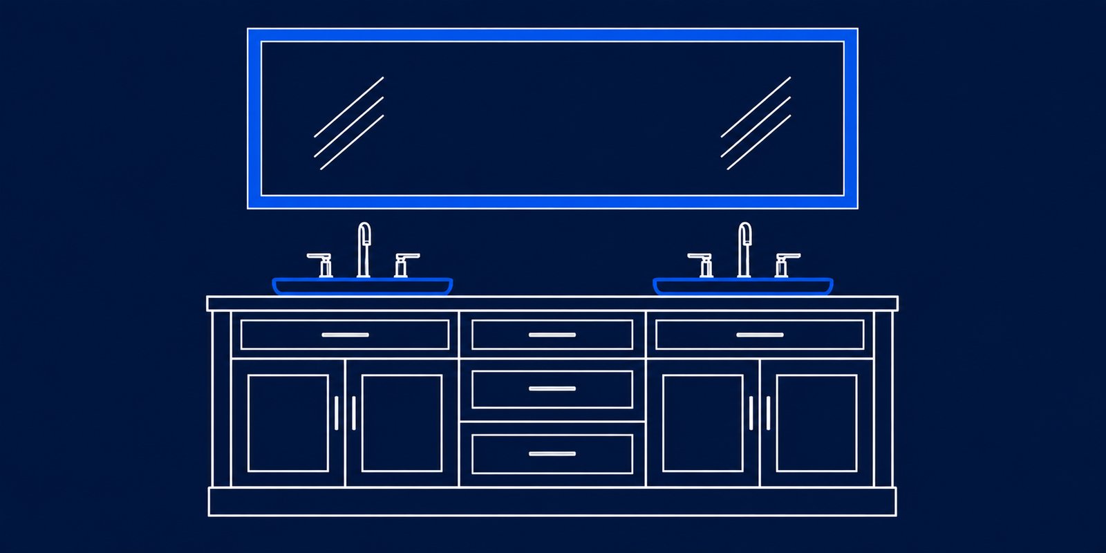 Custom double vanity cabinetry in a renovated master bathroom