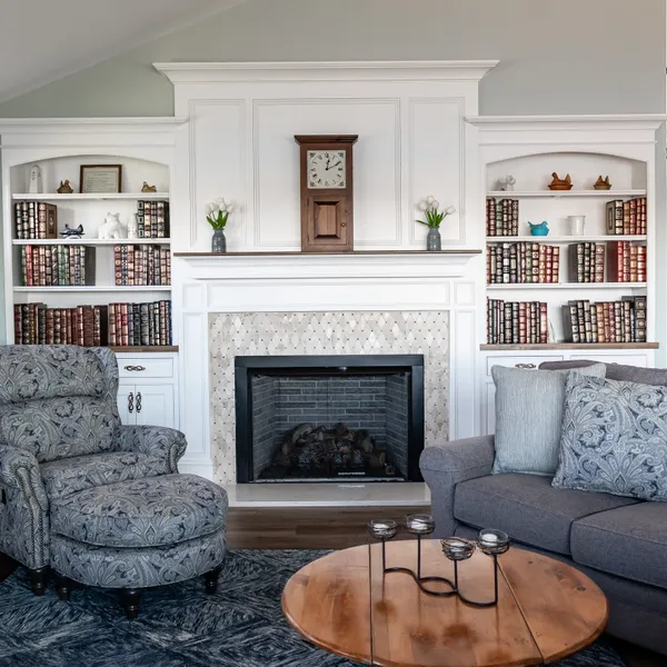 Custom built-in library wall and entertainment center, Columbus, OH area