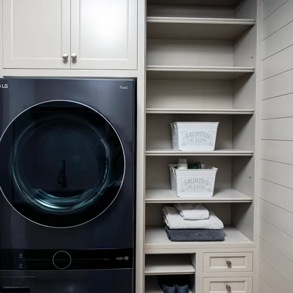 Custom linen and shiplap laundry room, Powell, OH